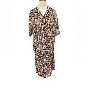 Flax 2 piece 100% rayon top and skirt size Small oversized top floral, vacation